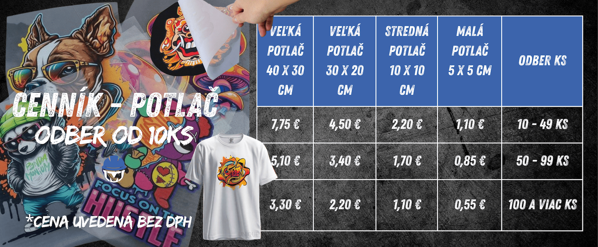 Cenník potlače
