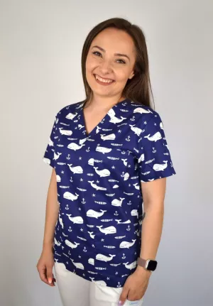 Zdravotnícka blúzka Unidress vzor veľrýb