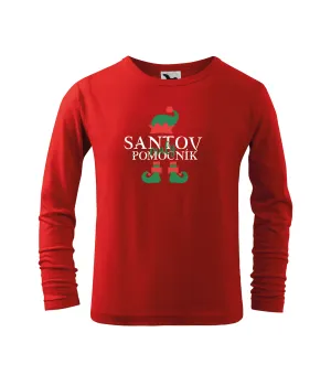 Vianočné detské tričko dlhý rukáv s potlačou- Santov pomocník