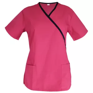 Zdravotnícka blúzka ružová s tm.modrým lemom