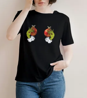 Dámske vianočné tričko s potlačou – Vianočné gule Pána Grincha