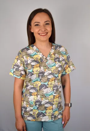 Zdravotnícka blúzka Unidress vzor mačiatka
