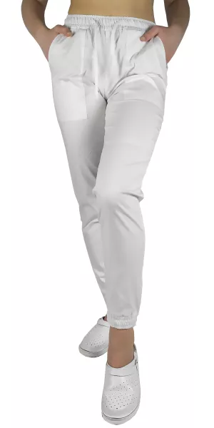 Zdravotnícke nohavice jogger premium - Biele