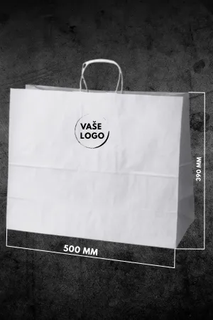 Biela reklamná papierová taška s vlastnou potlačou