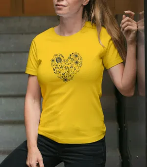 Dámske tričko s potlačou srdce MAMA – kvetinový motív