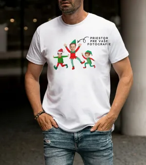 Pánske vianočné tričko – Vianočný elfovia s vlastnou fotkou