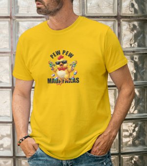 Zábavné pánske tričko s potlačou- Kuriatko pew pew