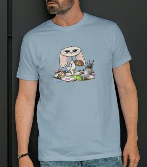 Zábavné pánske tričko s potlačou- Zajačik umelec